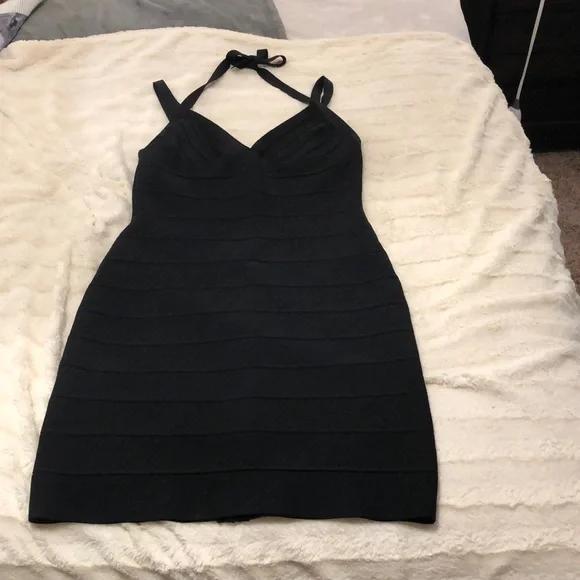 Herve Leger Cutout Bandage Dress, Black M Herve Leger Cutout Bandage Dress, Black M